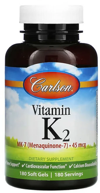 칼슨 비타민 K2 MK-7 메나퀴논 45mcg 소프트젤 180정, 1팩 - 쿠팡