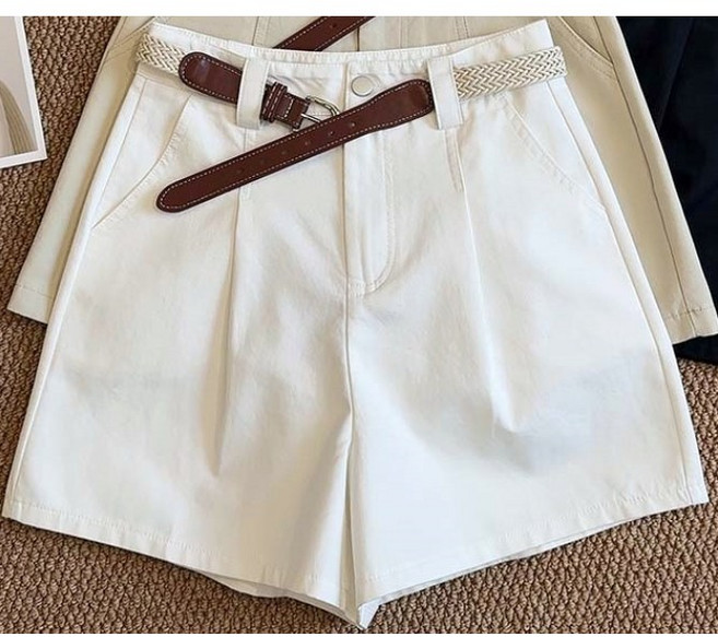 서진맘 여성 캐주얼 하이웨스트 고급 면소재 심플 3부 반바지(벨트포함)