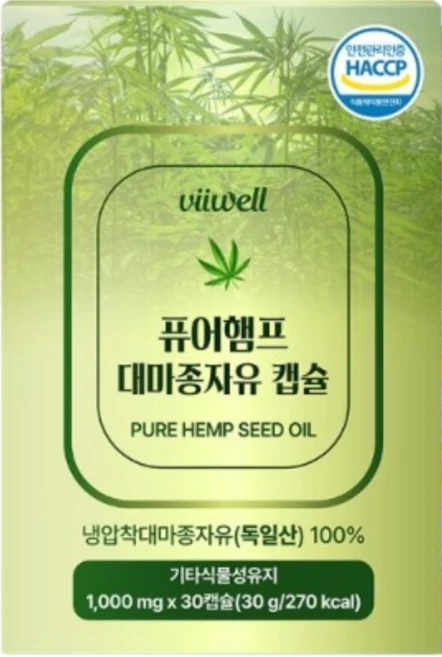유기농 냉압착 대마종자유 식물성 연질 캡슐 1000mg, 2개, 30정 - 쿠팡