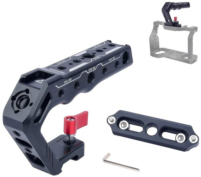 Mechrig 카메라 케이지용 슬라이더 및 NATO 레일이 있는 상단 핸들 - 0.6cm(1/4인치) 1cm(3/8인치) 스레드 콜드 슈 마운트 DSLR 카메라용 Arri, Mechrig 카메라 케이지용 슬라이더 및 NATO 레, 1개