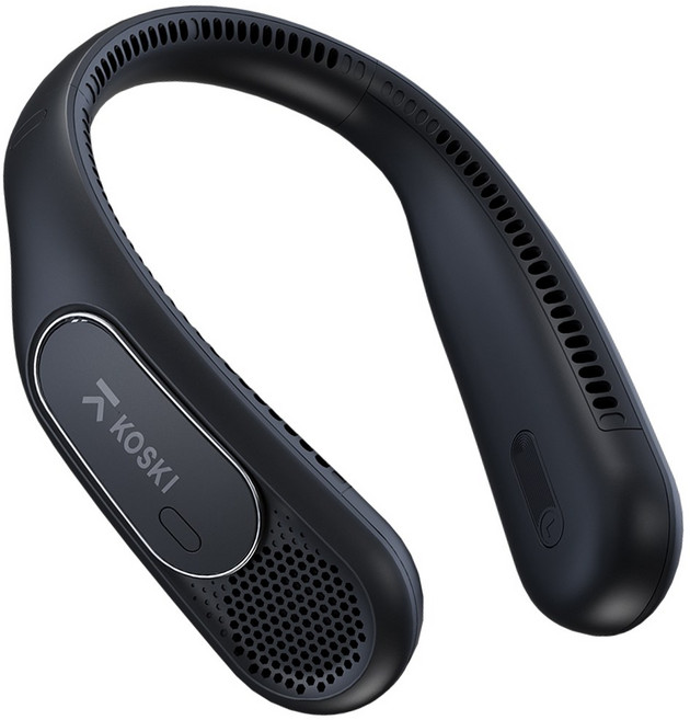 코스키 휴대용 넥밴드 선풍기 BLDC 대용량 4000mAh YP06 부직포주머니 포함, 블랙