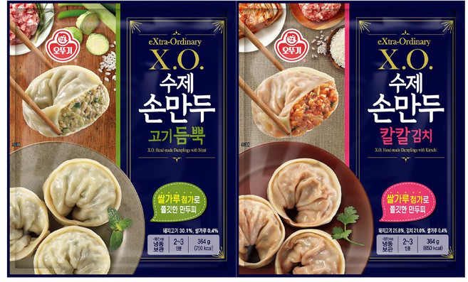 오뚜기 XO 수제손만두 고기듬뿍 364g 2봉 + 칼칼김치김치 364g 2봉, 1개