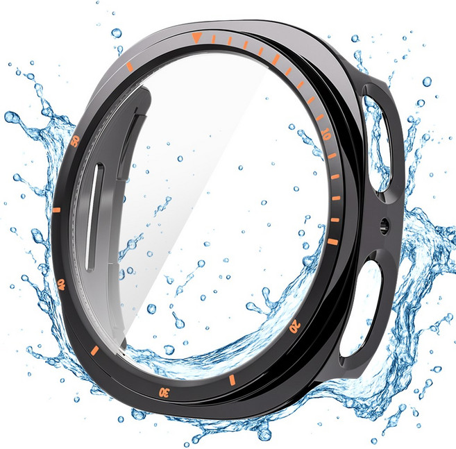 더조은셀러 워터디펜스 강화유리 방수 케이스 갤럭시 워치8 44 40 호환, 블랙
