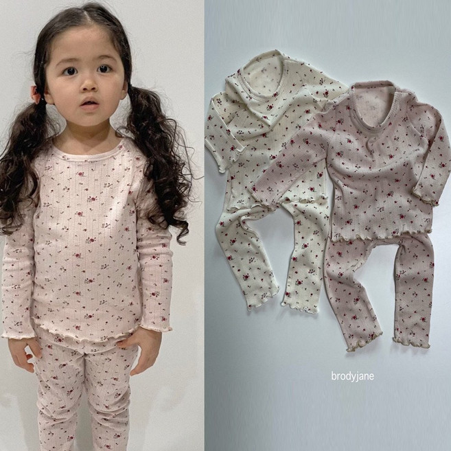 여아 겨울 실내복 플라워 골지 아일렛 6개월 돌 아기 2살 3살 4살 유아 프릴실내복