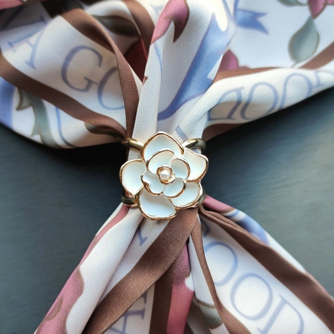 2개 스카프링 장미 방도 스카프 클립 고리 버클 쁘띠 홀더 미니