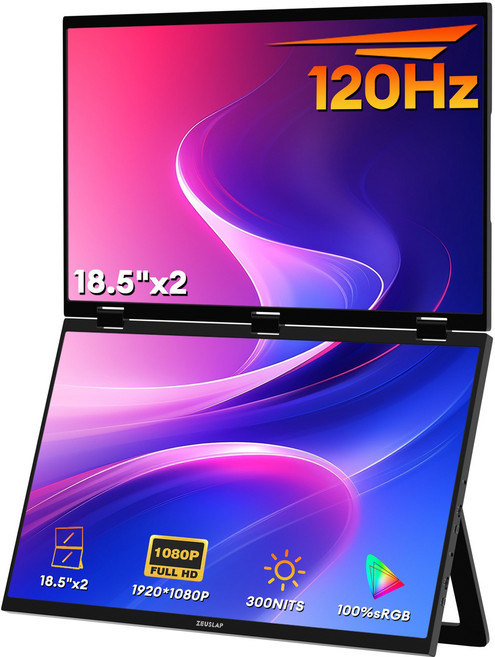 제우스랩 올인원 듀얼 스크린 접이식 모니터 18.5 인치, 46.99cm, Z18W