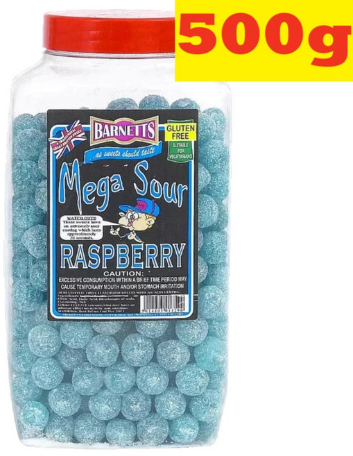 500g 바넷츠 메가 사워 라즈베리 세상에서 가장 신사탕 Barnetts Mega Sour Raspberry, 1개
