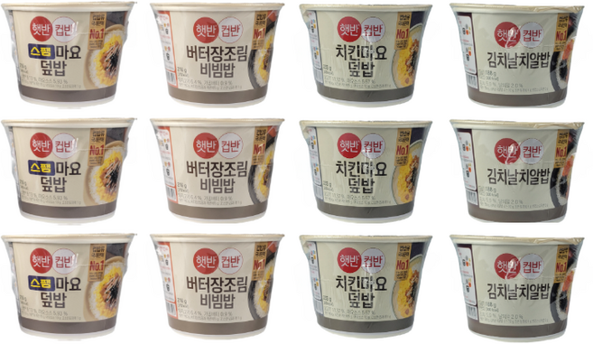 컵반 스팸마요3p+장조림3p+치킨마요3p+김치날치알밥3p, 212g, 3세트