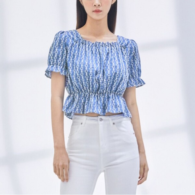 [미쏘(비노출)] [미쏘] 스퀘어넥 미니프릴 블라우스 (MIWBWC712G-T)