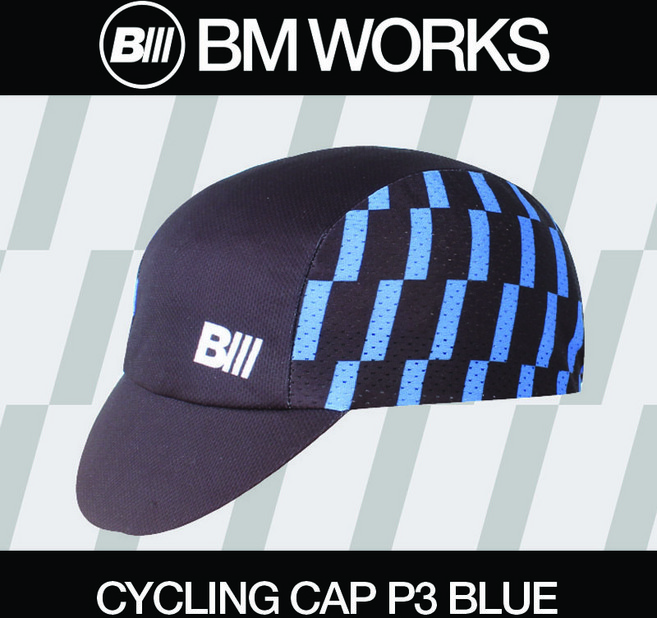 비엠웍스 사이클링 캡 P3 자전거 쪽모자, 블루, 1개