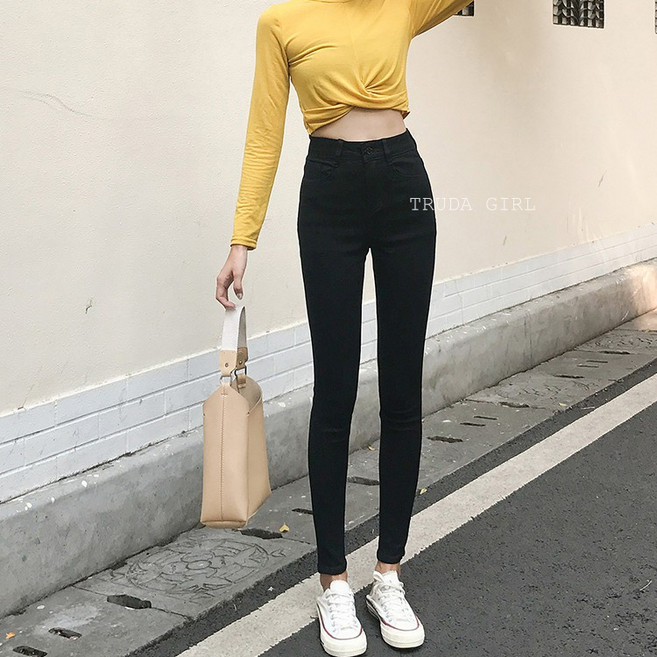 《杜達女孩》輕盈修身翹臀高彈窄管褲 牛仔長褲彈力緊身 顯瘦小腳鉛筆褲大尺碼