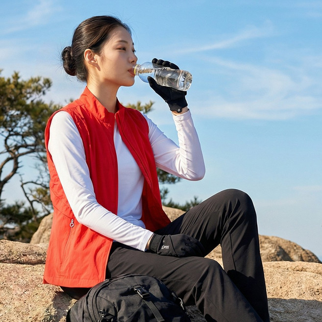 <김영주스포츠> 여성 경량 바람막이 조끼점퍼_등판 메쉬 지퍼주머니 윈드코어