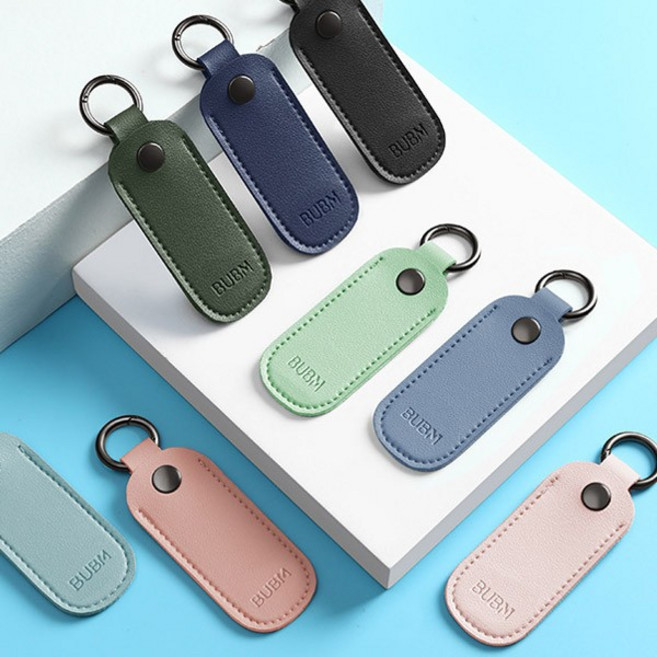 BUBM USB 수납 미니 가죽 파우치 키링형 메모리카드 OTP 보안카드 케이스, USB파우치키링_연핑크, 상세페이지 참조, 1개