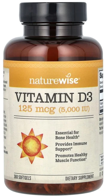 네이처와이즈 NatureWise Vitamin 비타민 D3 5000IU 360정, 1개 - 쿠팡