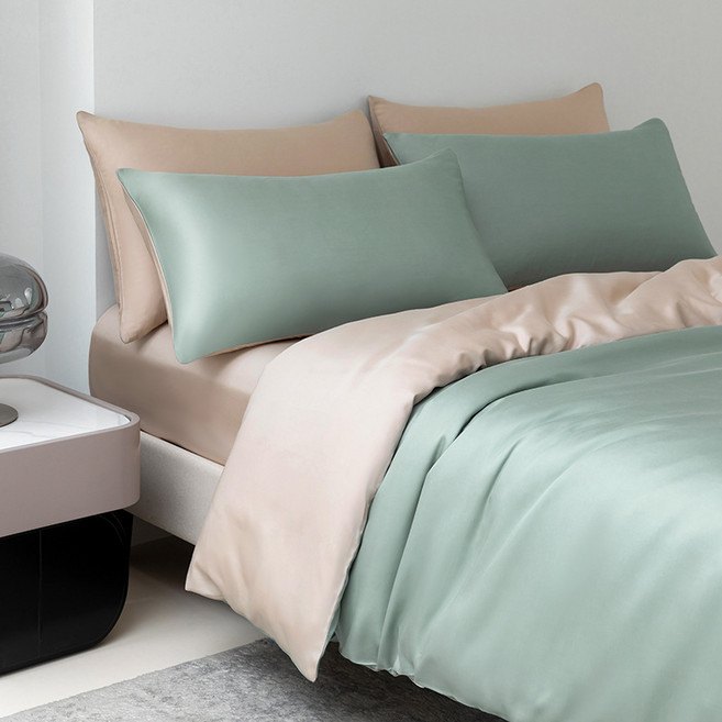 봄 여름 A급 100수 순색 란징 텐셀 4종 세트 시원하고 부드러운 침대 시트와 이불 커버 침대 용품 4종 세트