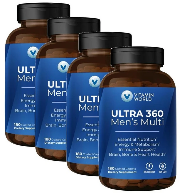 비타민월드 울트라360 남성 멀티비타민 에센셜 Vitamin World ULTRA360 Men Multivitamin Essential, 4개, 180정 - 쿠팡