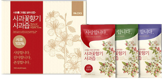 사과꽃향기 사과즙, 100ml, 50개