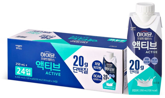 [코스트코] 하이뮨 프로틴 밸런스 액티브 밀크 250ml X 24팩 674593, 와이지유통 하이뮨 프로틴밸런스 액티브 밀크 250ml, 24개