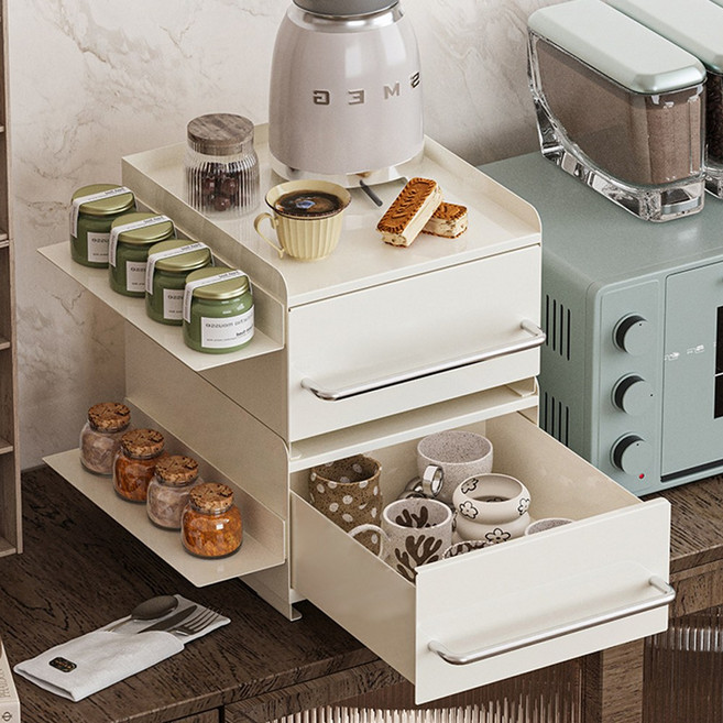 21세기트랜드 럼블 적층형 서랍형 철제수납함 미니 자석선반 주방 옷장 정리, 하단+하단