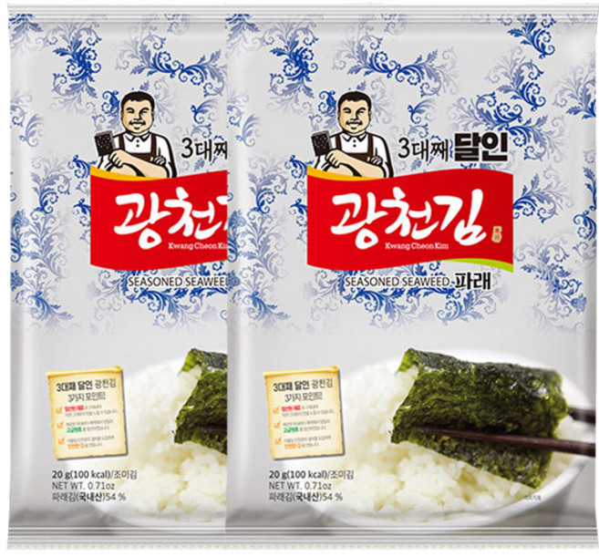 광천김 3대째 달인 파래 전장김, 20g, 20개