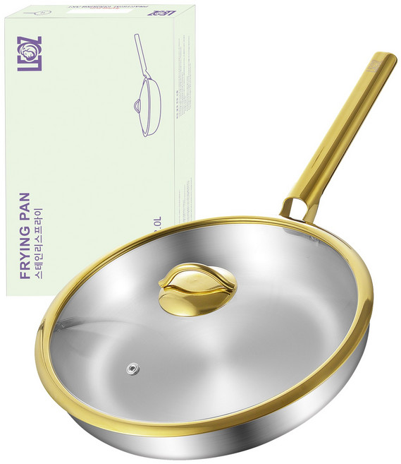 316 스테인리스 스틸 프라이팬(뚜껑 포함) 가스레인지 호환 가능, 1세트, 28cm