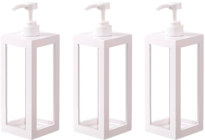 1+1+1 사각 욕실 디스펜서 모던스타일 리필용 1000ml, 화이트