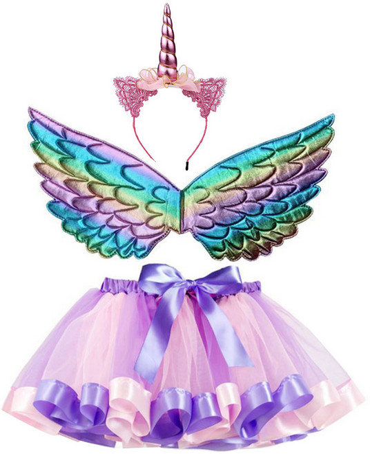 오자드 3종 튜튜 샤스커트+천사날개+머리띠 여아 발레스커트 공주옷 5세 6세 선물