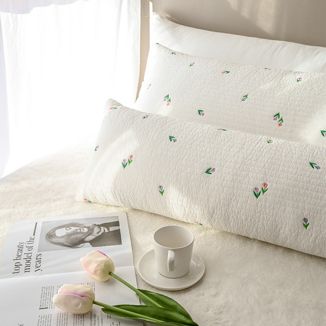 자수누빔 피그먼트 워싱 2type 사각 바디필로우, 에블린