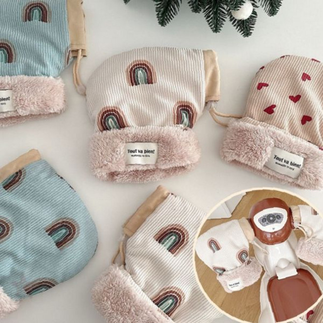 귀여운 캐릭터 패턴 손 보온 장갑 어린이 겨울 방한 킥보드 자전거 타기 야외