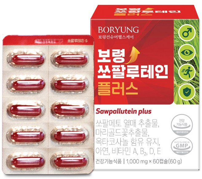 보령 쏘팔루테인 플러스 쏘팔메토 루테인 60캡슐 x1박스, 1박스, 60정