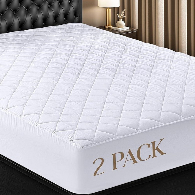 Utopia Bedding 퀼트 매트리스 패드(트윈) - 신축성 있는 매트리스 프로텍터 - 매트리스 커버는 최대 40.6cm(16인치) 깊이까지 늘어납니다. - 세탁기 세탁 가, 화이트