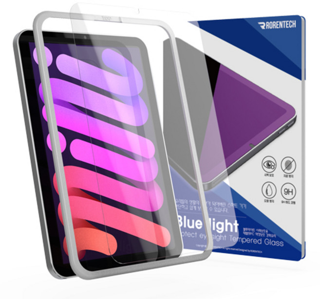로랜텍 아이패드 시력보호 블루라이트 강화유리 필름, 1개