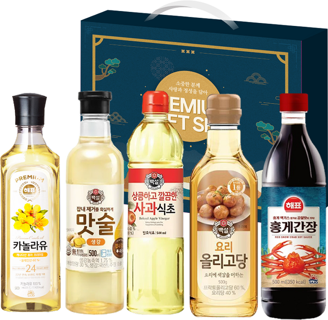 프리미엄 정성5호 선물세트 추석 설 명절 조미료 선물세트 해표 사조 백설 조미료 선물세트 명절 특별할인, 1개