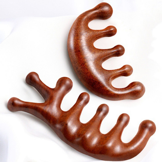 우드 두피 케어 괄사 마사지빗 2종, 기본, 1세트