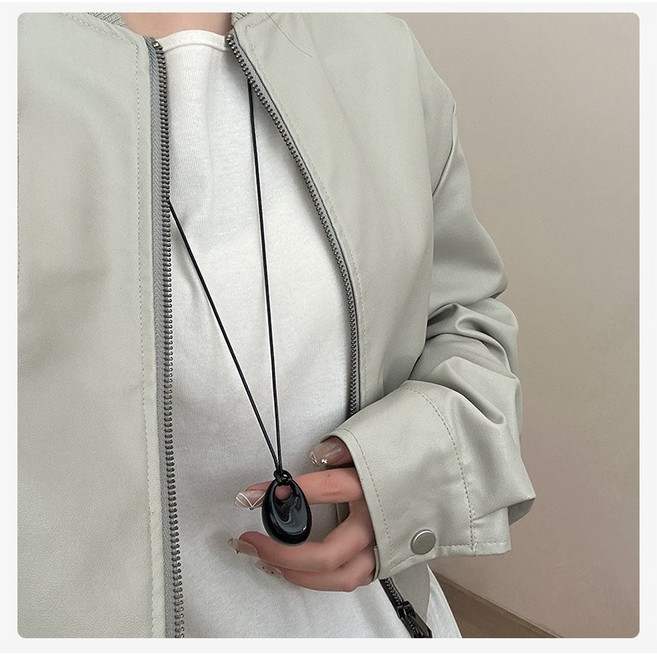 심플 볼드 펜던트 매듭 끈 레이어드 목걸이