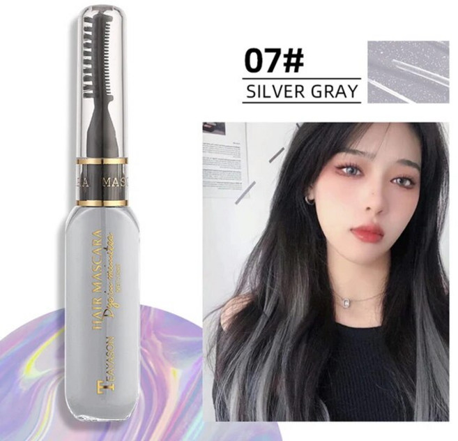 TEAYASON 일회용 헤어 컬러 무독성 DIY 임시 마스카라 염색 크림 왁스 블루 그레이 퍼플 13 가지 색상, [05] grey, 1개