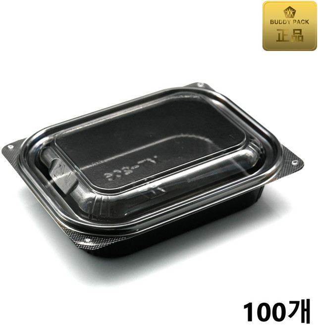 버디팩 PET 검정 사각 반찬 샐러드 용기 500ml MT-206, 100세트
