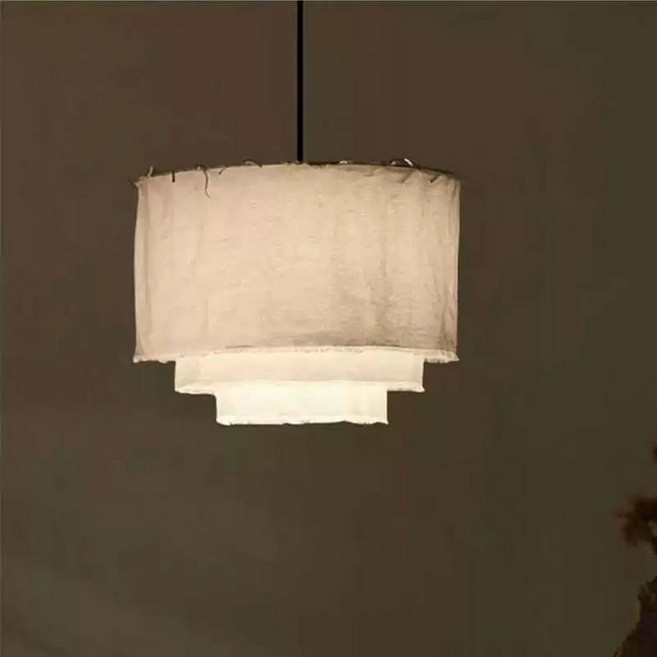 패브릭 팬던트 천장 조명용 대형 책상 전등갓 식당 전구, 40cm 3단