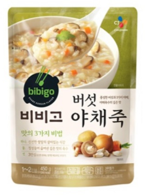 원하프비비고버섯야채죽 450G/씨제이, 450g, 1개