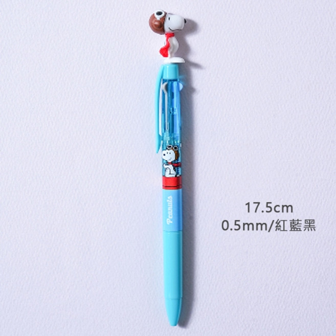 韓國大創Daiso史努比文具系列 韓國製正版授權, 1個, 立體三色筆0.5mm 飛行員, 三色