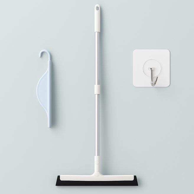 미러브 욕실 바닥 물기제거기 세면대 물기제거 [롱스퀴지 + 미니스퀴지 + 투명후크], 흰색, 1개