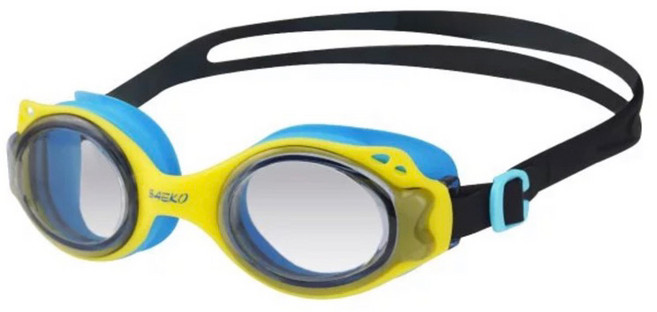 SAEKO 兒童泳鏡 S27 miniFISHY 2-6歲 附收納盒, 黃藍, 1個