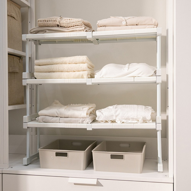 하우쏠 브링 길이조절 옷장 정리함 칸막이 선반 대형, 화이트, 1개