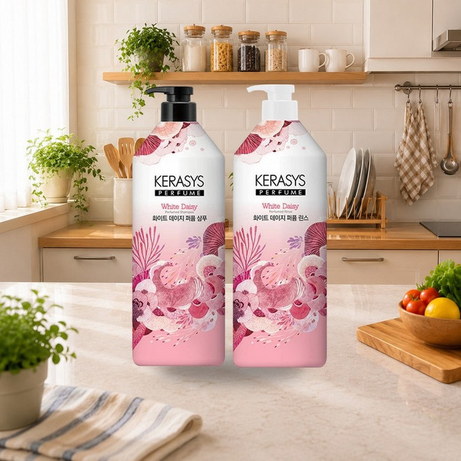 케라시스 퍼퓸 화이트 데이지 샴푸 1L 1개 + 린스 1L 1개, 1세트