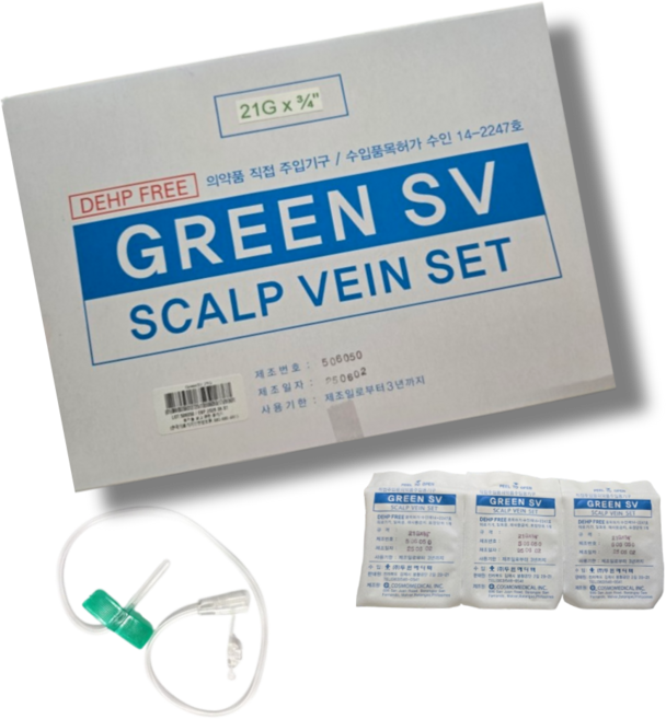 두원 피하수액 나비침 스칼프니들 고양이 강아지 심부전 나비바늘, 1박스, 21G
