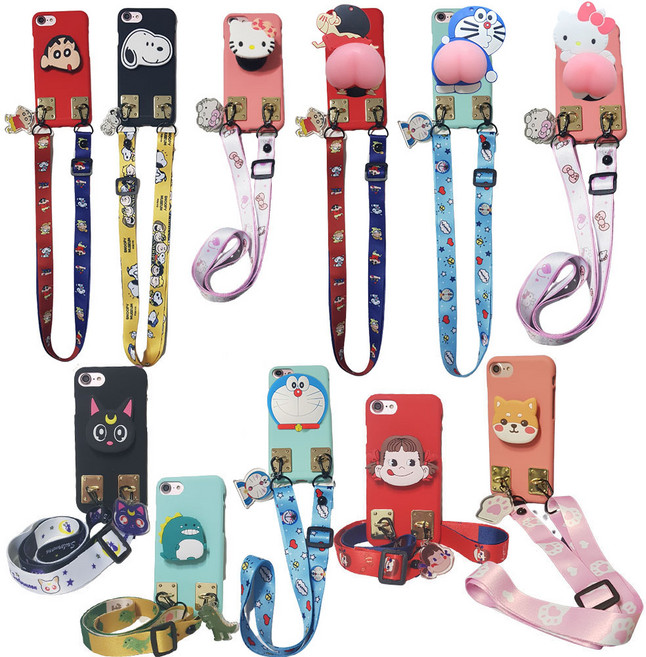 아이폰7 (iPhone 7) 스트랩줄 목걸이 스마트톡 폰그립 거치대 실리콘 젤리 커버 세트 휴대폰 케이스 ZN폰톡BN