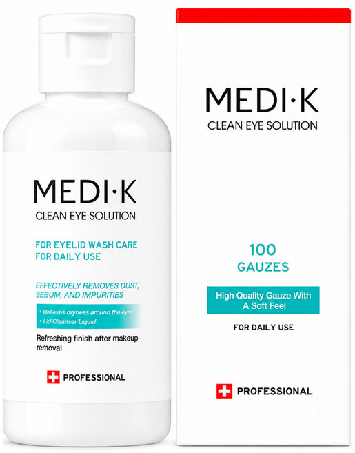 2위 - 약국입점 메디케이 클린아이솔루션 눈꺼풀세정제 대용량 150ml + 의약외품 거즈 100매, 1세트, 무색