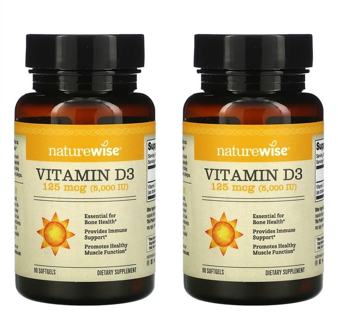 네이쳐와이즈 비타민 D 3 5000IU 90 소프트젤 2개, 2팩, 90정 - 쿠팡