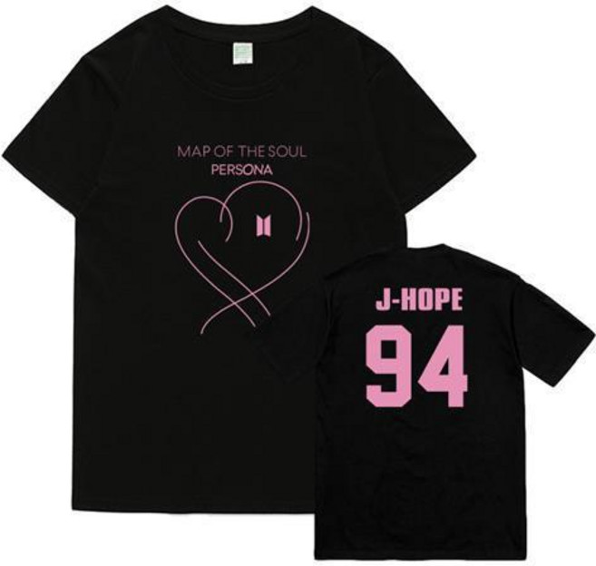 防彈少年團 BTS MAP OF THE SOUL PERSONA 同款 短袖T恤, 1個, J-HOPE 94 黑色XL 建議130-150斤