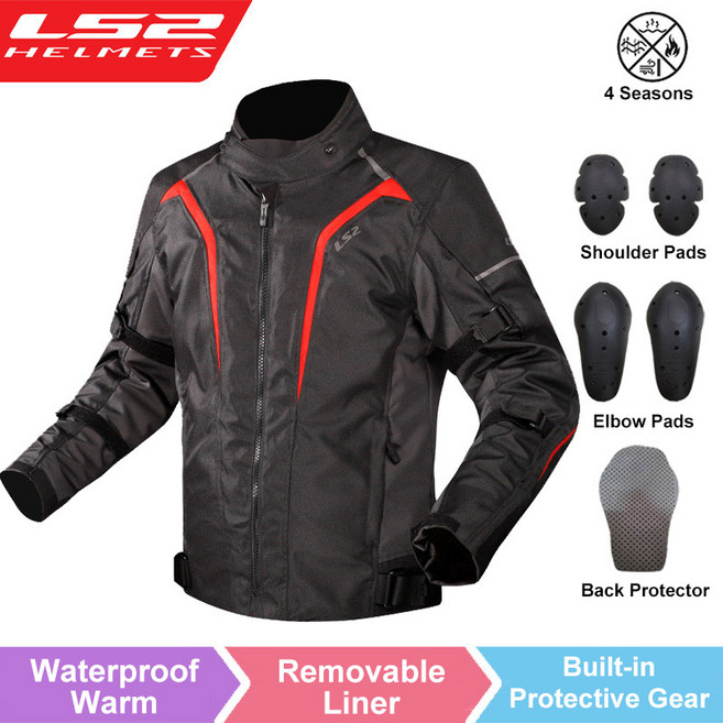 LS2 SEPANG MJ145 오토바이 자켓 가을 겨울 방수 따뜻한 모토 남성 CE Anti-fall Motocross Riding Jacket, L, MJ145-Black Red